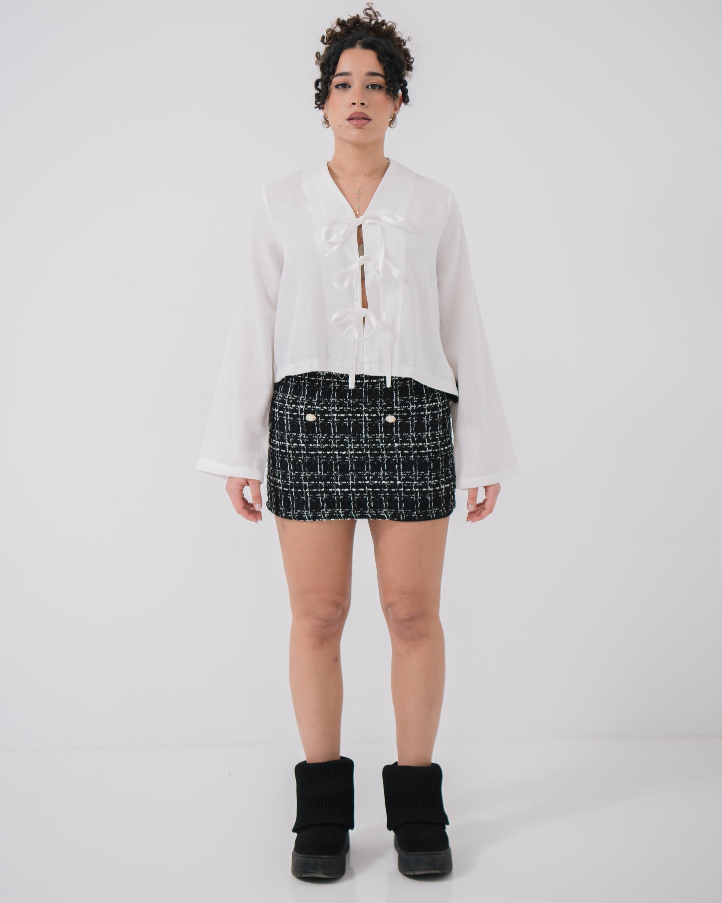 Aria white linen blouse