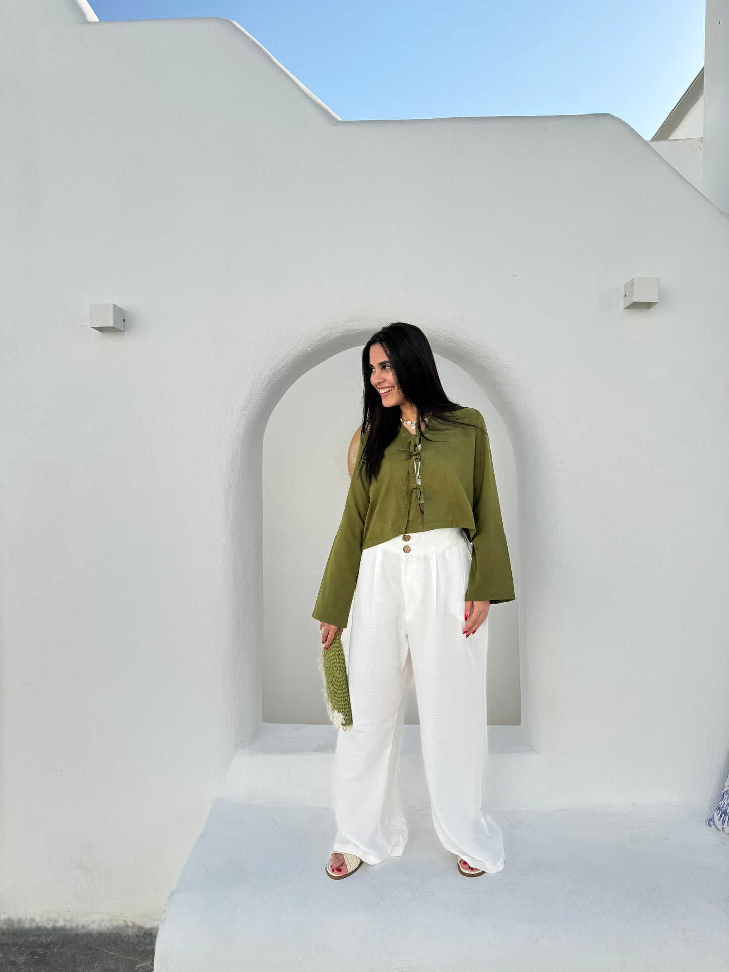 Sage linen blouse