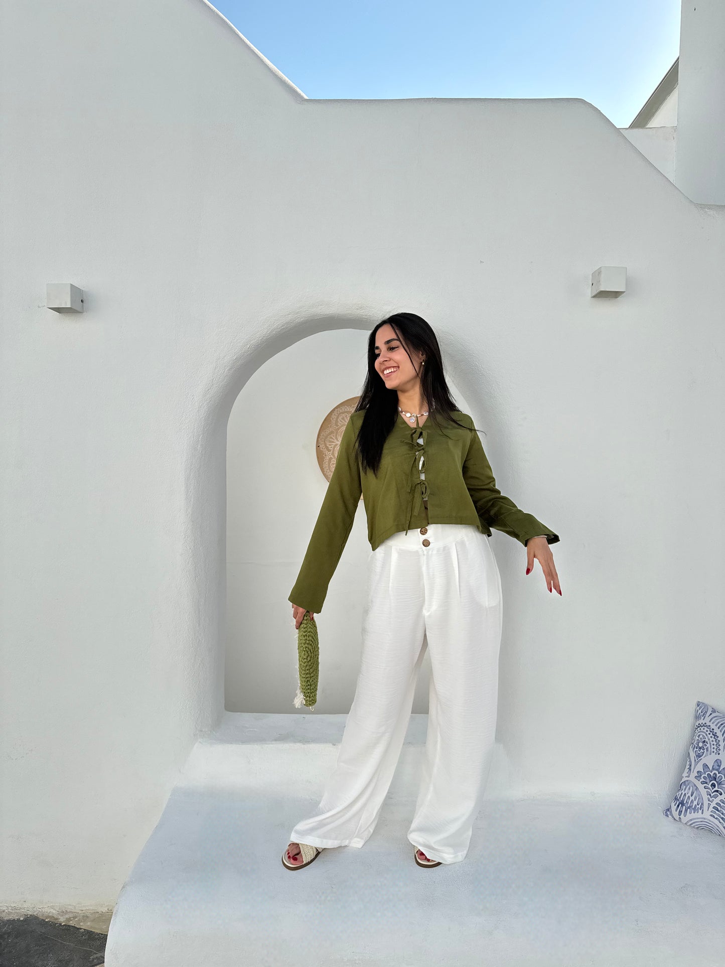 Sage linen blouse