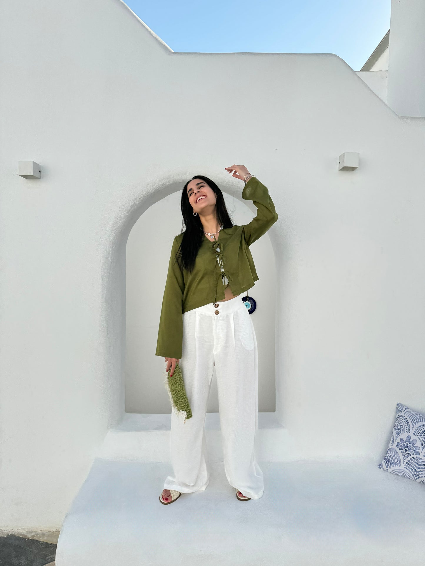 Sage linen blouse