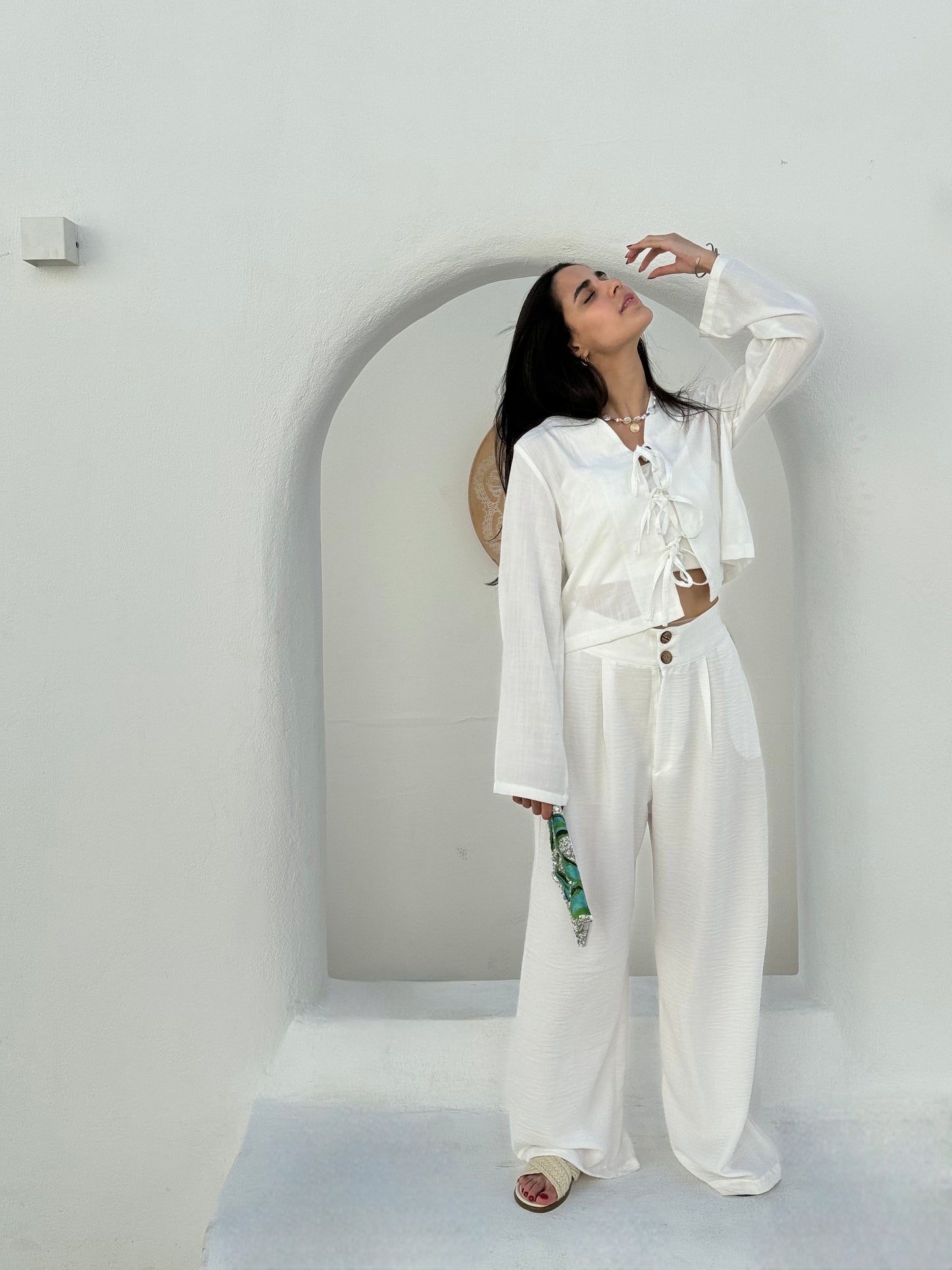 Aria white linen blouse