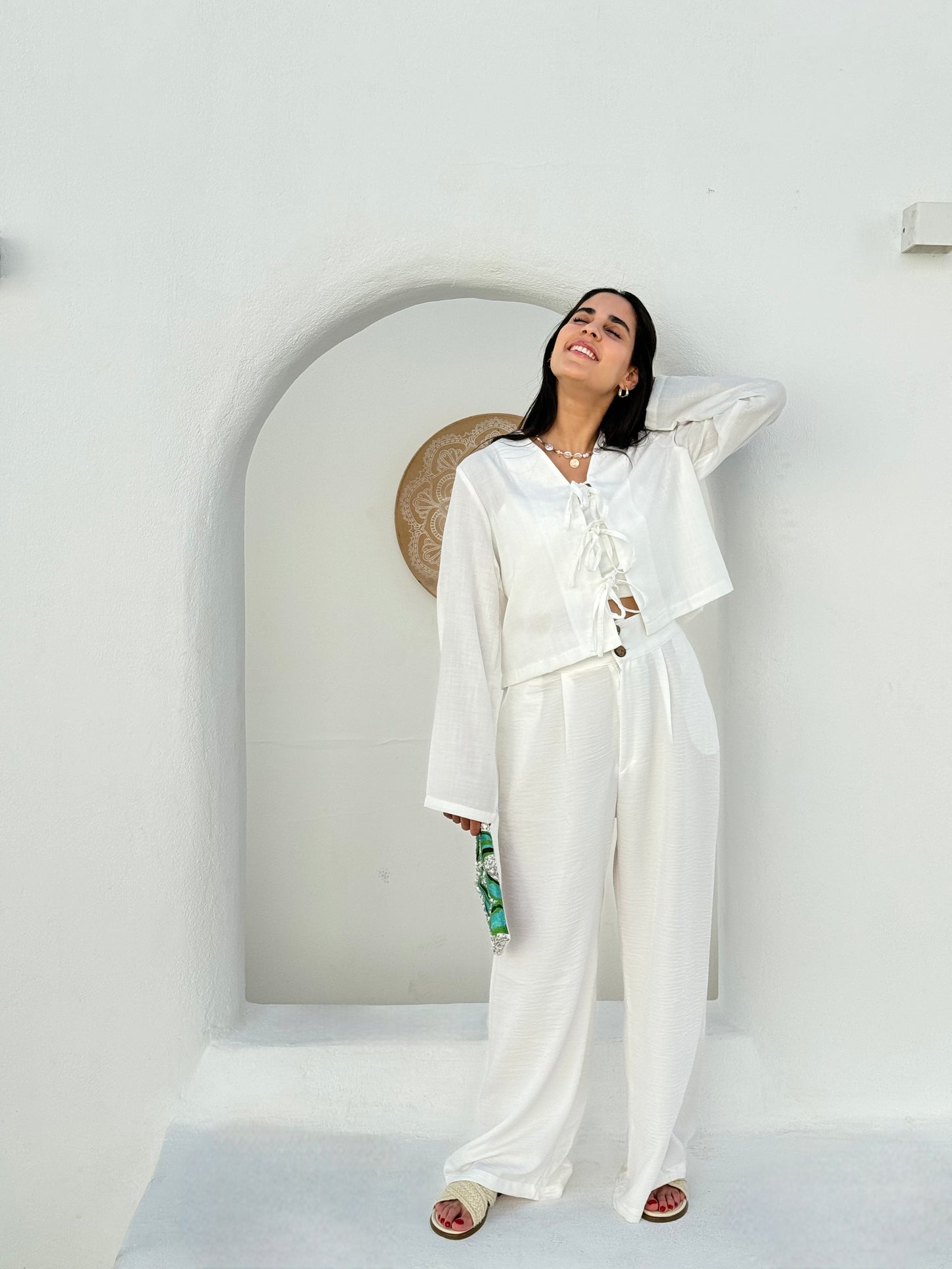 Aria white linen blouse