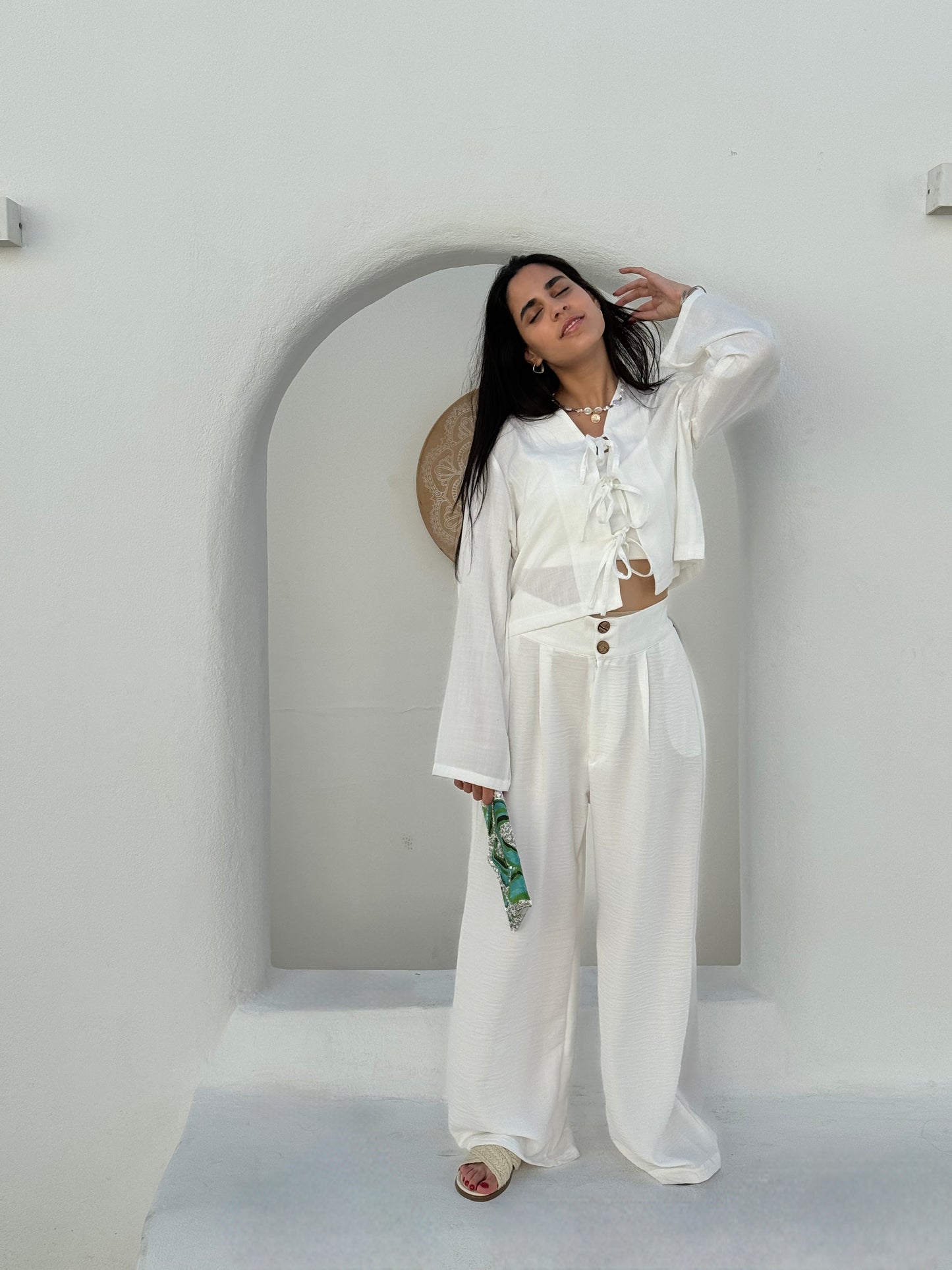 Aria white linen blouse